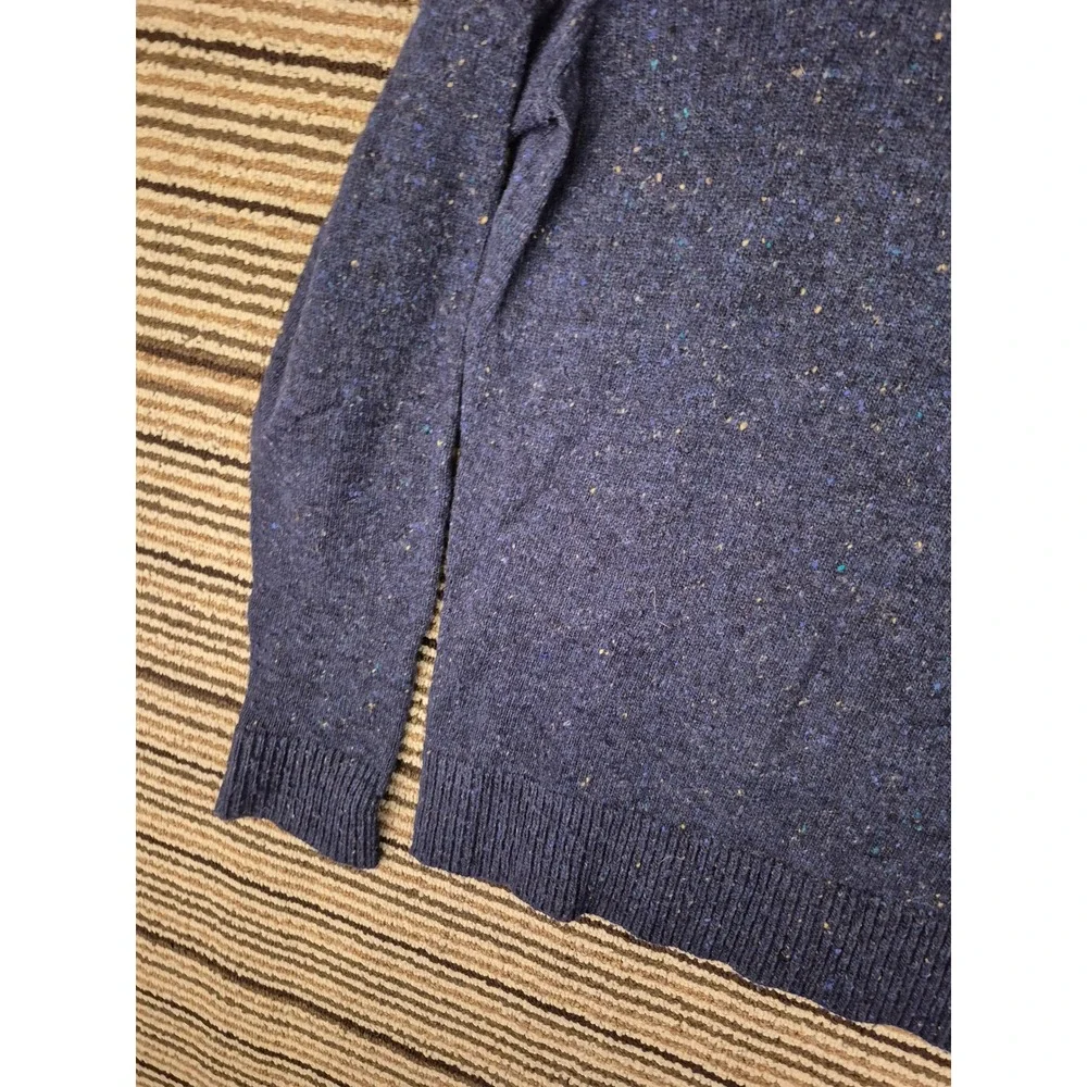 J.Crew Mens Wool Blend Crewneck Sweater Navy Blue Flecked Knit Medium